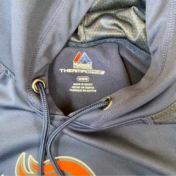 Denver Broncos Hoodie Men’s M Blue Majestic Therma Base NFL Pullover Sweatshirt - Picture 9 of 9